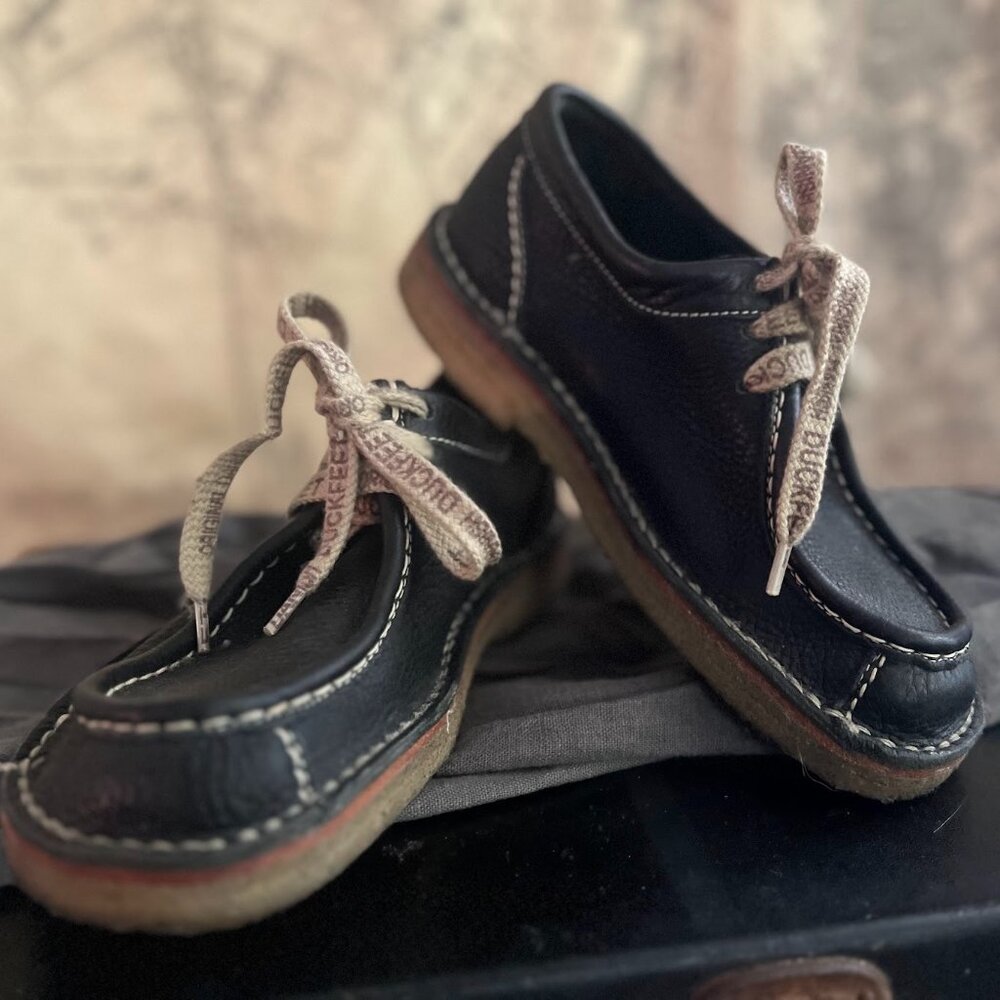 Size 38 Danish Duckfeet Shoes - Black/Charcoal Gray Leather